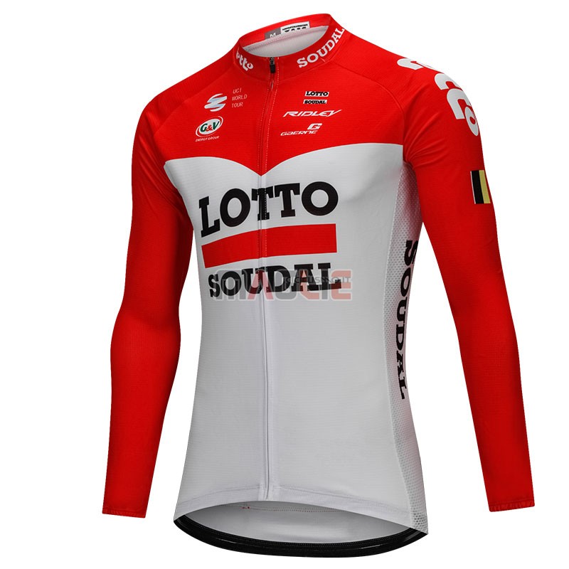 Maglia Lotto Soudal Manica Lunga 2018 Bianco e Rosso